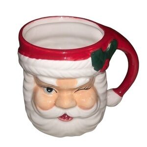 Sleigh Bell winking Santa Christmas coffee mug